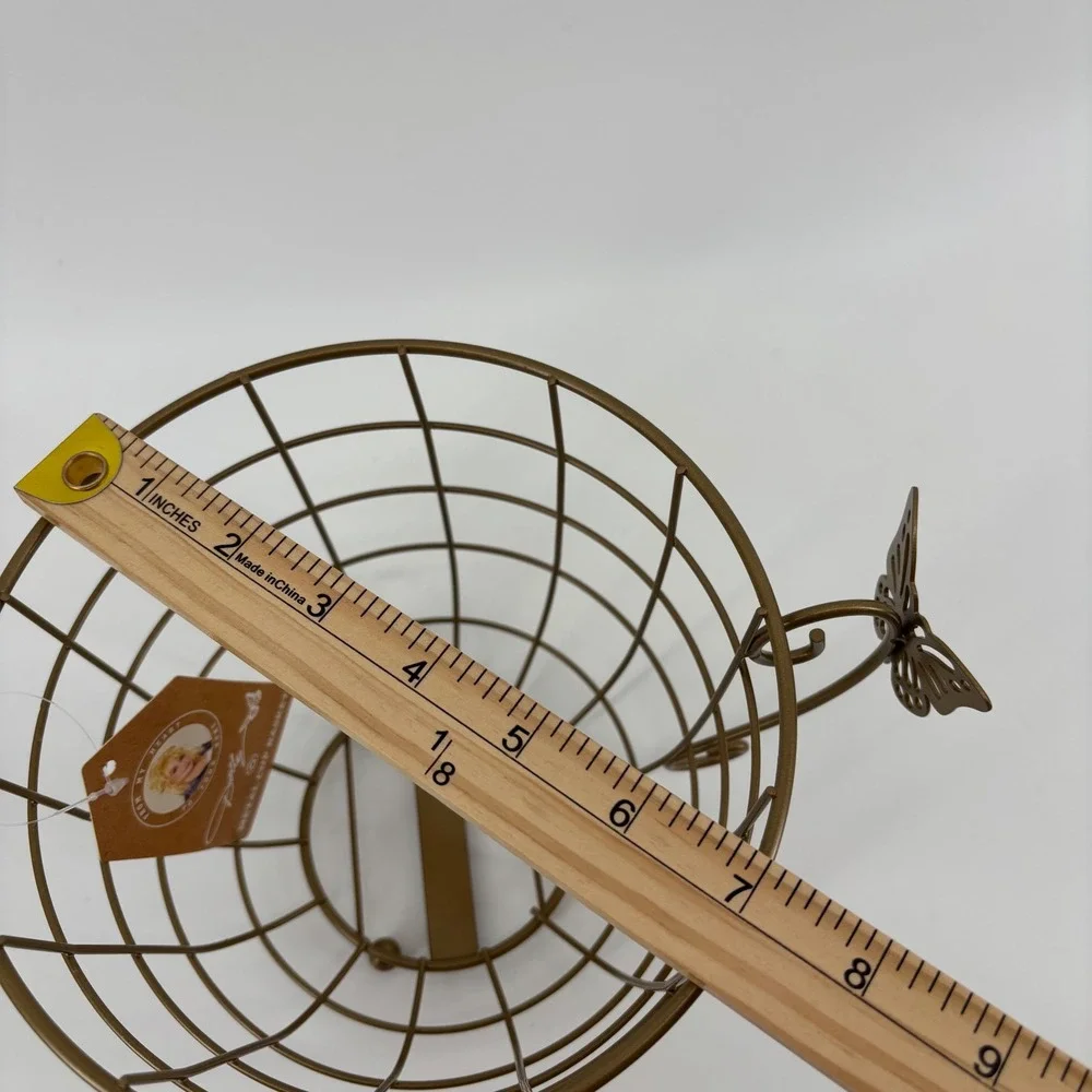 Dolly Parton Metal Cup Basket‎ Bronze Butterfly Teacup Wire NEW 8.6x6.9x5.9in